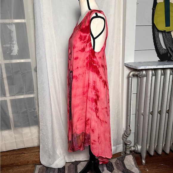 3/$20 💥 Embroidered Butterfly Maxi Dress Relaxed Fit Pink Tie Dye Beach Boho - Picture 10 of 16